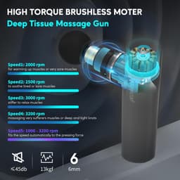 Massage gun mini stil met 4 massagekoppen, spiermassage apparaat met USB-C opladen, draagbare spierontspanner 3200 RPM met tas — thumbnail 2