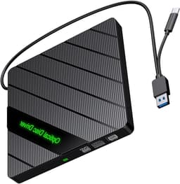 Externe CD/DVD Brander - Optische Drive Lezer Brander - Software Installeren - Geïntegreerde Cardreader Hub - 15.5 cm - Zwart — thumbnail 1