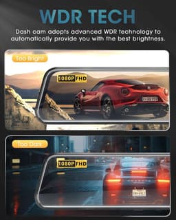 SnelShoppen - Dual 1080P Mirror Dashcam met Achteruitrijcamera 10-Inch IPS Touchscreen, 170° + 140° Hoek, Nachtzicht en Waterdicht - Auto Camera Voor — thumbnail 2