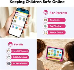 SnelShoppen - Kids Tablet 8 Inch voor Kinderen met Case, 3GB RAM, 32GB ROM, Android, 5000mAh, Geschikt voor Peuters en Kleuters, Roze, Met Ouderlijk T — thumbnail 3
