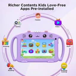 SnelShoppen - Kids Tablet 7 Inch - Android Tablet met WiFi Bluetooth - Quad Core 2GB RAM 32GB Opslag - Kindvriendelijke Silicone Hoes - Voor Kinderen — thumbnail 2