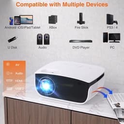 SnelShoppen - Mini-beamer 7500 Lumen, Draagbare Projector 1080p Full HD, Retroprojector voor Thuisbioscoop, Compatibel met iOS/PS5/Android/TV-stick, I — thumbnail 4