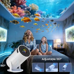 SnelShoppen - Mini-beamer 1080p 4K Draagbare Projector met WiFi 6 en Bluetooth 5.0 - Keystone, 180° Draaibaar, Ideaal voor Huis, Outdoor, Camping & Fe — thumbnail 3