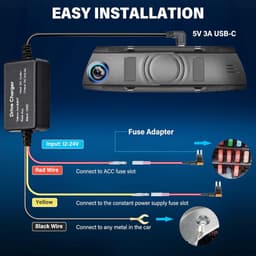 SnelShoppen - Dashcam Hardwire Kit 12V-24V naar 5V USB-C met Laagspanningsbeveiliging - 3,2 m Dashcam Kabel voor 24 Uur Parkeerbewaking - Acc-zekering — thumbnail 3