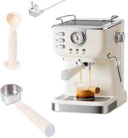 Espressomachine - Halfautomatische espressomachine - Koffiemachine voor thuis/kantoor - Met melkschuimer - 20 bar - 1050 watt - 1,5 liter - Gebroken wit — thumbnail 5