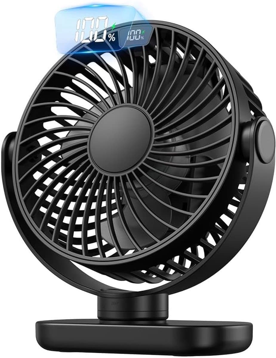 Solvix tafel ventilator geluidloos - Bureauventilator - USB - 4 Snelheden - LED Display - Voor Thuis en Kantoor — afbeelding 1