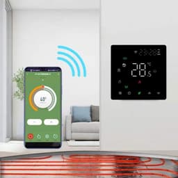 Slimme Wifi Thermostaat - Programmeerbare Temperatuurschakelaar - Vloerverwarming Regelen - App en Spraakbesturing - 86 x 86 cm - Zwart — thumbnail 3