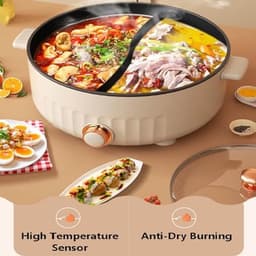 Elektrische multicooker - Kookpan - Gezellig koken - Twee smaken tegelijk - 6 liter - Wit — thumbnail 5