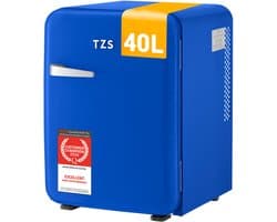 TZS First Austria Mini koelkast - Minibar - 40 liter - Vrijstaand - Volledig stil 22dB - Retro - Donkerblauw