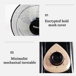 Wandventilator - Ventilator Zonne-energie - Ruimte Koelen - Verstelbare Kanteling Oscillatie - 16 Inch - Zwart — thumbnail 5