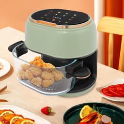 Airfryer met Venster - Heteluchtfriteuse Olievrij - Gezond Koken - 360° Luchtcirculatie - 4 Liter - Groen Zwart — thumbnail 3