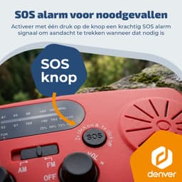 Denver Noodradio - Powerbank Zonneenergie - FM Radio - Noodpakket - Zaklamp - Opwindbaar - SOS Knop - Solar powerbank - SCR2007 — thumbnail 4