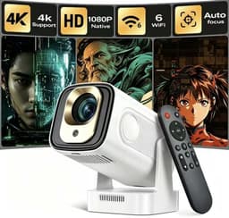 KZQ Projector - Draagbare projector - Slaapkamerprojector - 4K - Native 1080p - Autofocus & keystone-correctie - WiFi 6 & Bluetooth 5.4 - 200ANSI - 180°-rotatie - Geschikt voor thuisbioscoop en gebruik buitenshuis - Wit — thumbnail 1