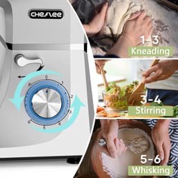 Keukenmachine - Mixer Deegmaker - Bakken en Koken - Krachtige 1800W Motor - 7.2 Liter Kom - Zilver — thumbnail 2
