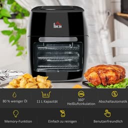 Heteluchtfriteuse Oven - Airfryer XXL - Gezond Koken - 360° Luchtcirculatie - 11 Liter - Zwart — thumbnail 3