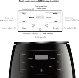 Airfryer 6L - Heteluchtfriteuse Oven - Gezond Koken - Intelligent Touchscreen - 6 Liter - Zwart — thumbnail 5