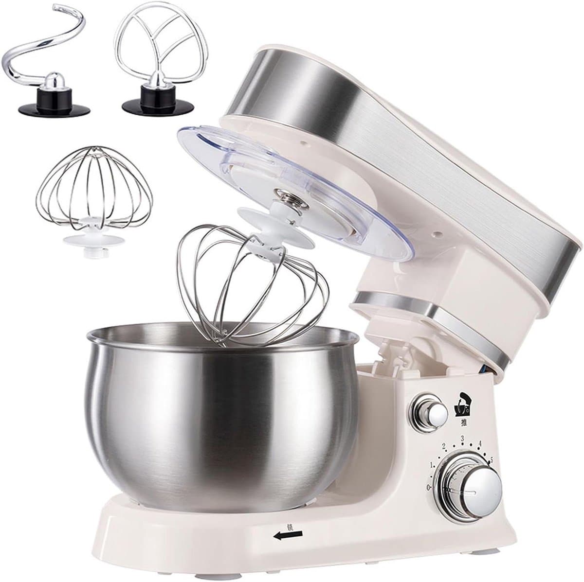 Staande Mixer - Keukenmachine - Bakken Thuis - 6 Snelheden - 3L Kom - Zilver — afbeelding 1