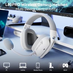 Attack Shark L80 PRO - Gaming Headset - Draadloos - 7.1 Surround Sound - Tri-Mode (2.4G/BT/3.5mm) - Dubbele Microfoon - 40mm Driver - Ultralicht 203g - PC/PS5/Xbox/Switch - Wit — thumbnail 2