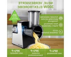 Elektrische Kaasrasp - Keukenmachine Groente Snijder - Snel Ingrediënten Bereiden - 7 RVS Bladen - 30 cm Hoog - Zwart