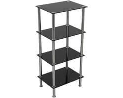 TV meubel - Dressoir kast - Elektronica opbergen - Gehard glas planken - 15.7 x 11.8 x 34 inch - Zwart