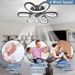 LED Ventilator Licht Stille Dimbare Bloem Ventilator Lichten Plafond voor Slaapkamer Afstandsbediening Omkeerbare Plafondventilator Licht Smart Modern Indoor 65cm Timer voor Woonkamer, Keuken, — thumbnail 3