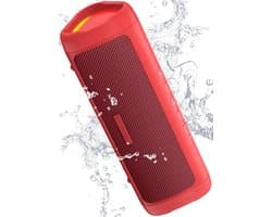 Bluetooth Speaker - Draagbare Luidspreker - Muziek Luisteren Buiten - IPX5 Waterdicht - 19.99 x 7.01 x 7.14 cm - Rood