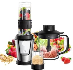 Multifunctionele Keukenmachine - 3-in-1 - Foodprocessor - Blender - 700W - Smoothie Maker - Hakmolen - Droogmolen - Roestvrij Staal - BPA-vrije Fles - 24.000 RPM — thumbnail 1