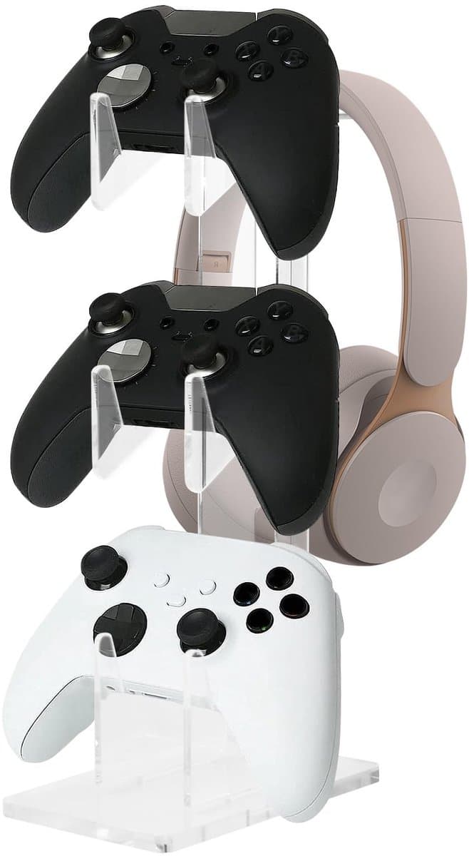 Store_9 - Catime gamecontroller standaard - Hoofdtelefoonhanger - Drielaags organizer - Helder acryl - Universele headset-organizer - Geschikt voor... — afbeelding 1