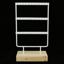 Sieradenopbergrek met 36 Gaten - Metaal Sieraden Display Stand voor Oorbellen en Kettingen met Houten Basis — thumbnail 2