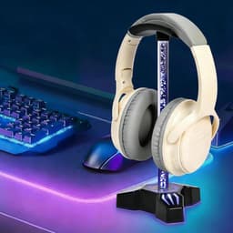 Hoofdtelefoonstandaard met oplader - Headset Hanger Rack - Bureau organiseren - Dynamische RGB-verlichting - 275 cm - Zwart — thumbnail 3