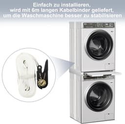 Tussenbouwframe Droger Wasmachine - Verbindingsframe Wasmachine Droger - Ruimte Besparen - Met Plank - 60 x 60 cm - Wit — thumbnail 5