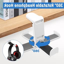 Hoofdtelefoonstandaard en Controllerhouder | 360° draaibare Headsethouder met Kabelorganizer | Universele Gaming-accessoires - Wit — thumbnail 4