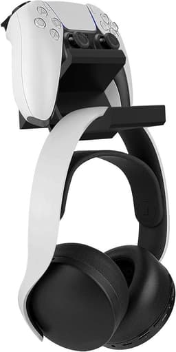 Dual Gamepad Controller en Hoofdtelefoon Stand Houder, Wandgemonteerde Gaming Hoofdtelefoon Hanger voor PS5, Xbox ONE en Pulse 3D Headset (Zwart) — thumbnail 1