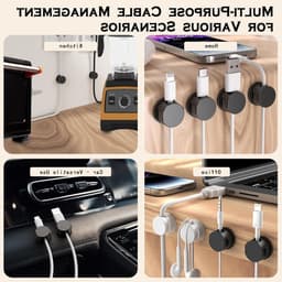 Magnetische Kabelhouder met Draaiende Basis voor USB Oplaadkabels - 12 Stuks Kabelbeheer voor Thuis en Kantoor — thumbnail 2