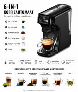 NordHaus 6-in-1 Capsule Koffiemachine – Nespresso & Dolce Gusto Compatibel – Warm & Koud – 20 Bar – Espresso Machine – Ideaal voor Airbnb & B&B — thumbnail 1