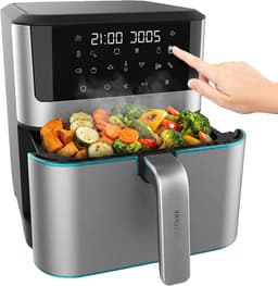 Heteluchtfriteuse - Airfryer Frituurpan - Gezond Koken - Extra Grote Mand - 8 Liter - Roestvrij Staal — thumbnail 1