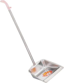 Stoffer en blik - Huishoudelijk gereedschap - Efficiënt schoonmaken - Staande stofpan - 87 cm lengte - Zilver en roze — thumbnail 1
