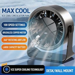 KZQ Kleine Individuele Ventilator Met 5 Windstanden - Usb Aangedreven Lichtgewicht Handventilator 1800mAh Lange Accuduur - Voor Reizen Kantoor Studie En Zomer - Grijs — thumbnail 4