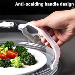 WENWELL Magnetron Splatter Cover voor Voedsel 12 inch, Grote Clear Magnetron Splash Guard Fornuis deksel met handvat, Schotel schaal Plaat Serveerhoes Thuis Keuken Essentieel, BPA-vrij, Saft Plastic — thumbnail 5