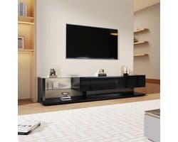 Tv-meubel - Lowboard Kast - Woonkamer Entertainment - Variabele LED Verlichting - 170x36x38cm - Zwart