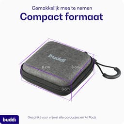 Buddi Sorted Organizer Hoesje voor Oordopjes - Compact Opbergdoosje - Tasje - Met Ritssluiting en Haakje - Hard Case - Geschikt voor o.a kabels en AirPods - 8 x 8 x 3 cm - Zwart — thumbnail 5