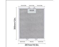 Geschikt voor Whirlpool Ikea Jenn Air W10169961A afzuigkap filter, filter, afzuigkapfilter, ventilatiefilter, vervangingsset van 2 stuks, afzuigkapfilter, 305X267