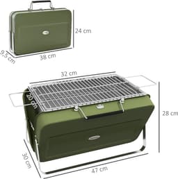 Tischgrill voor Houtskool, Opvouwbaar, 47x30x28 cm, RVS, Groen, voor Picknick en Tuin — thumbnail 4