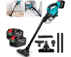 NewBeny Accu Steelstofzuiger - Stofzuiger Draadloos - met 2x Accu’s - 0.7L Stofbak - Voor Huisdieren/Vloeren/Carpets/Auto