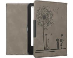 E-reader hoesje - E-reader cover - Apparaat beschermen - Met stand functie - 1 stuk - Paardenbloemen Liefde grijs