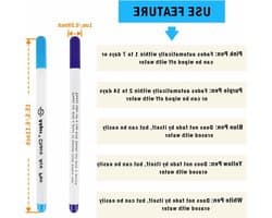 Wateroplosbare Markeerpen voor Stof - Ideaal voor Borduren, Quilten en Naaiwerk - Vervagende Inkt voor Precisie en Creativiteit (1 Stuk)