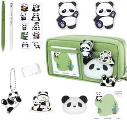 Grote capaciteit etui voor tieners, draagbare pennenhouder met rits, ideaal voor school en kantoor, Panda B ontwerp — thumbnail 1