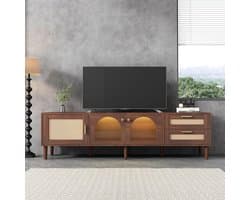 Tv-meubel bruin - Media kast - Entertainment organiseren - Geïntegreerde ledverlichting - 180 cm breed - Bruin