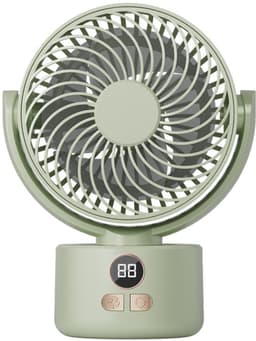 VHV - Ventilator - Tafelventilator - Mini ventilator - Oplaadbare bureauventilator - Stille tafelventilator - Met USB-aansluiting - Kleine ventilator voor de slaapkamer - Oscillerende - Voor langdurig gebruik - Groen — thumbnail 1