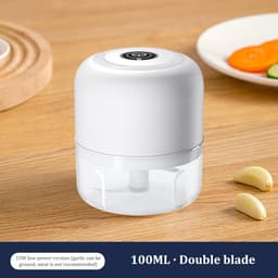 Mini Keukenmachine - Voedselhakker - Snel Ingrediënten Snijden - Draadloos USB Opladen - 100 ml - Wit — thumbnail 3